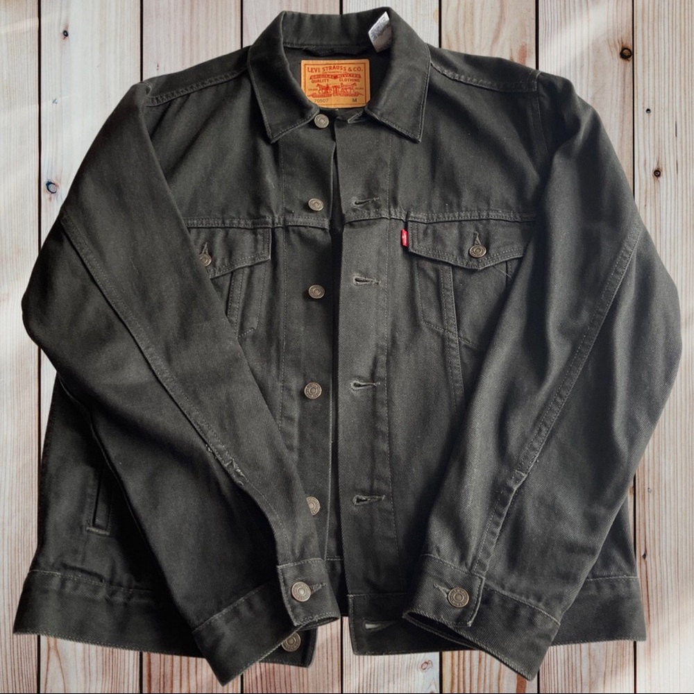 Levi’s mens jean denim  trucker jacket black Sz M medium (ю623)